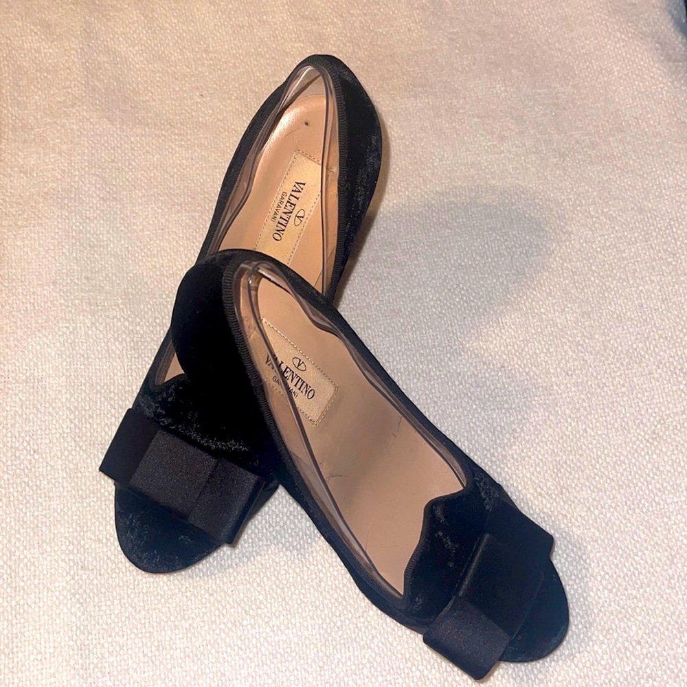 Valentino Velvet Chunky Heels Size 37 1/2